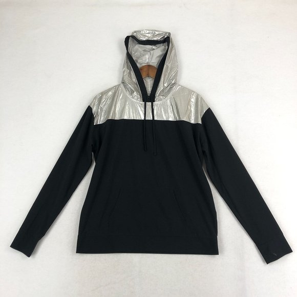 Victoria's Secret Sport Women's Size Small Black Silver Lightweight Hoodie - Picture 1 of 10
